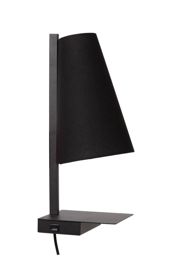 Lucide GREGORY - Bedside lamp - With USB charging point - Black - off